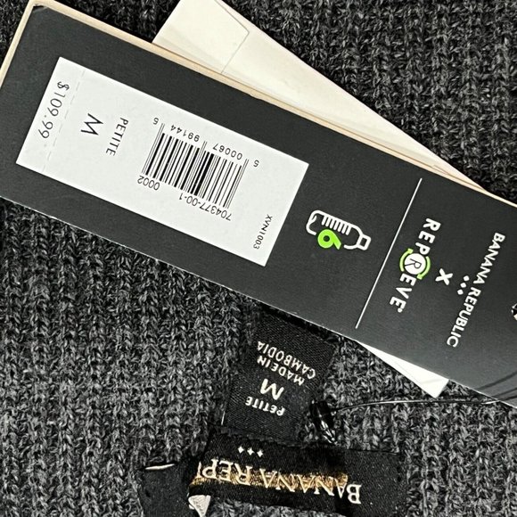 NWT BANANA REPUBLIC Cardigan Sweater MEDIUM PETITE Gray - Picture 3 of 4